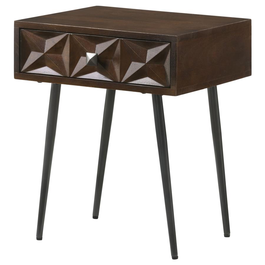Ezra 1-drawer Rectangular Accent Side Table Coffee Brown - 959539