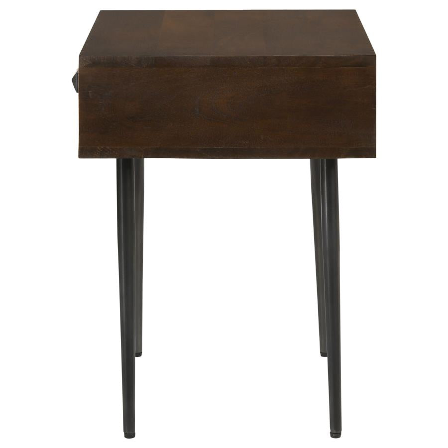 Ezra 1-drawer Rectangular Accent Side Table Coffee Brown - 959539
