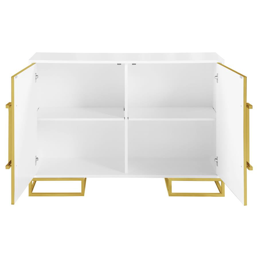 Elsa 2-door Wood Storage Accent Cabinet White and Gold - 959594
