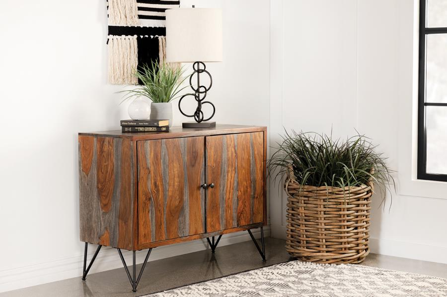 Macon 2-door Sheesham Wood Storage Accent Cabinet Grey - 959615