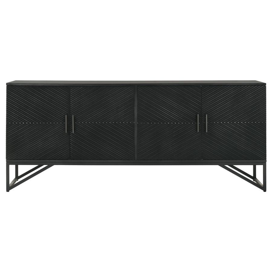 Riddell 4-door Wood Reeding Accent Cabinet Matte Black - 959631