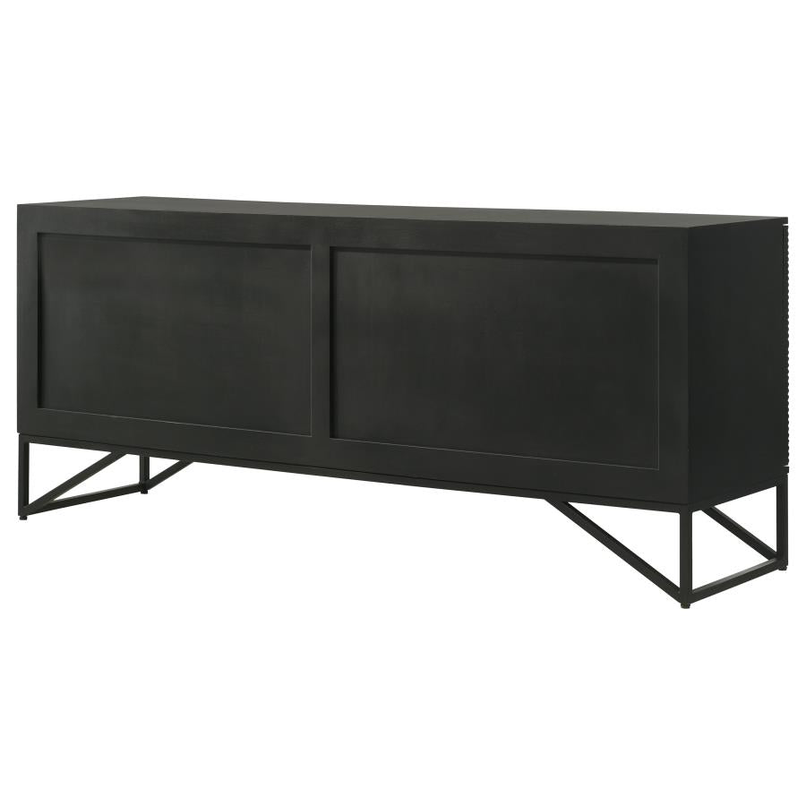 Riddell 4-door Wood Reeding Accent Cabinet Matte Black - 959631