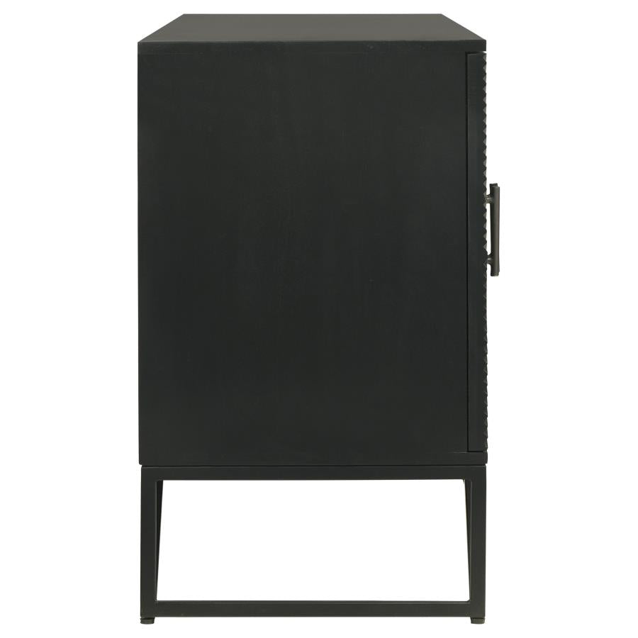 Riddell 4-door Wood Reeding Accent Cabinet Matte Black - 959631
