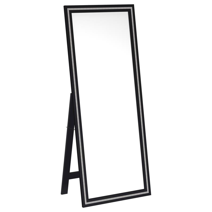 Windrose 28 x 67 Inch Tempered LED Standing Mirror Black - 960962