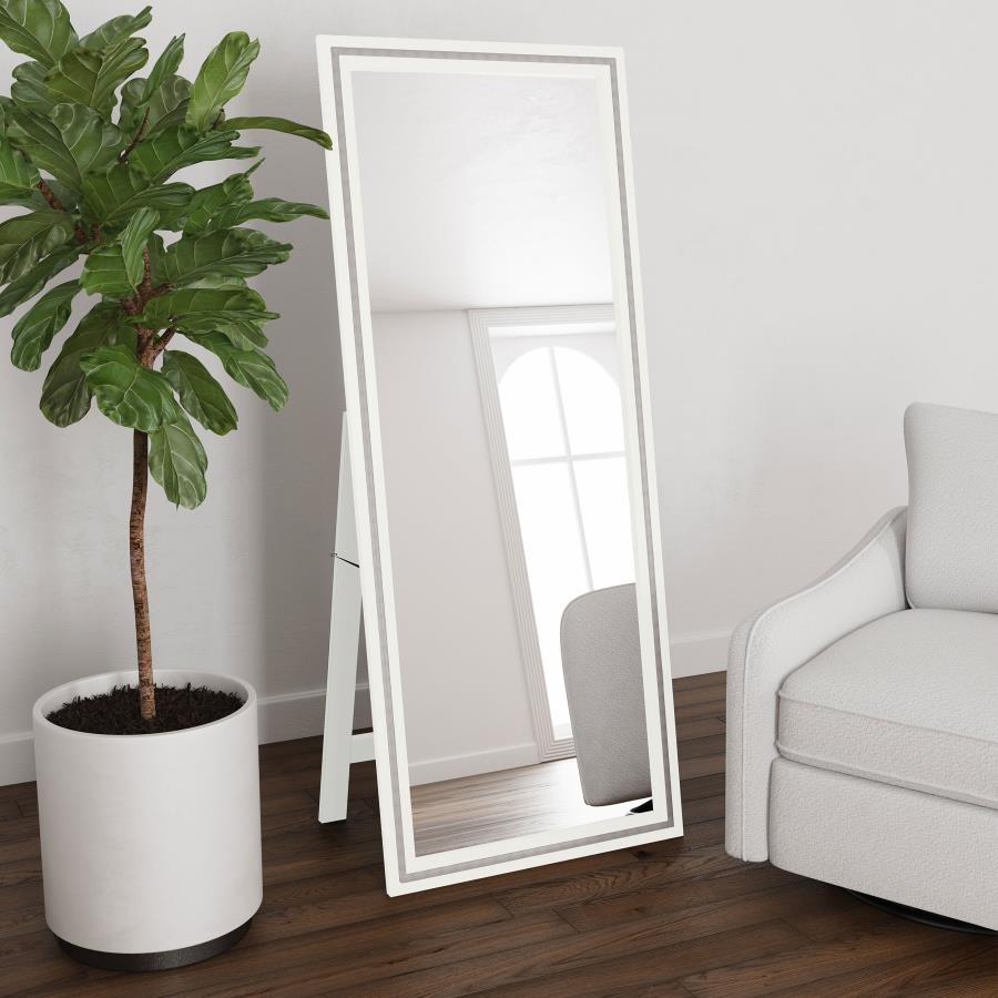 Windrose 28 x 67 Inch Tempered LED Standing Mirror White - 960963