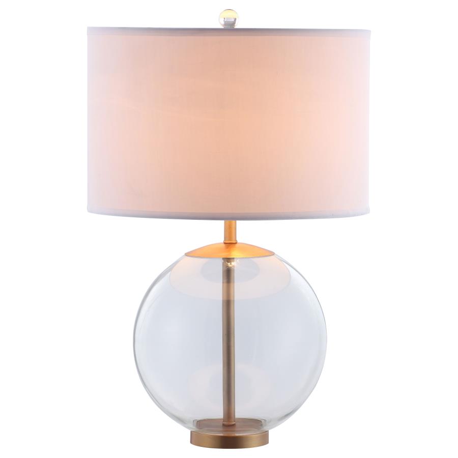 Kenny 27-inch Drum Shade Clear Glass Table Lamp Brass - 961227