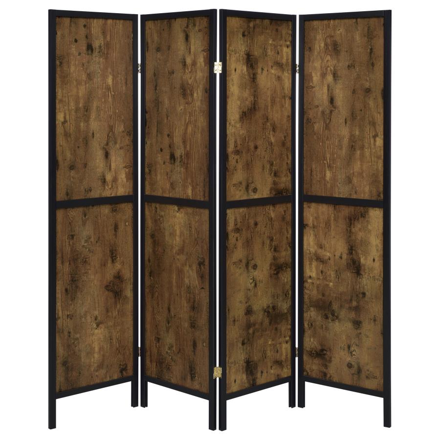 Deepika 4-Panel Room Divider Folding Screen Rustic Nutmeg - 961413