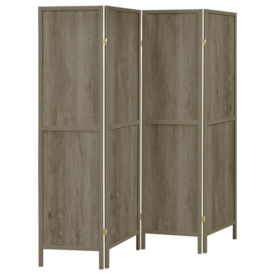 Deepika 4-Panel Room Divider Folding Screen Grey Driftwood - 961415