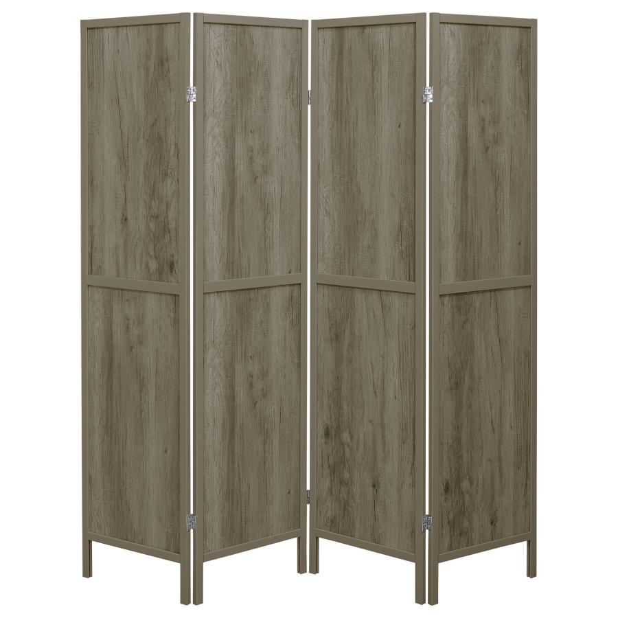 Deepika 4-Panel Room Divider Folding Screen Grey Driftwood - 961415