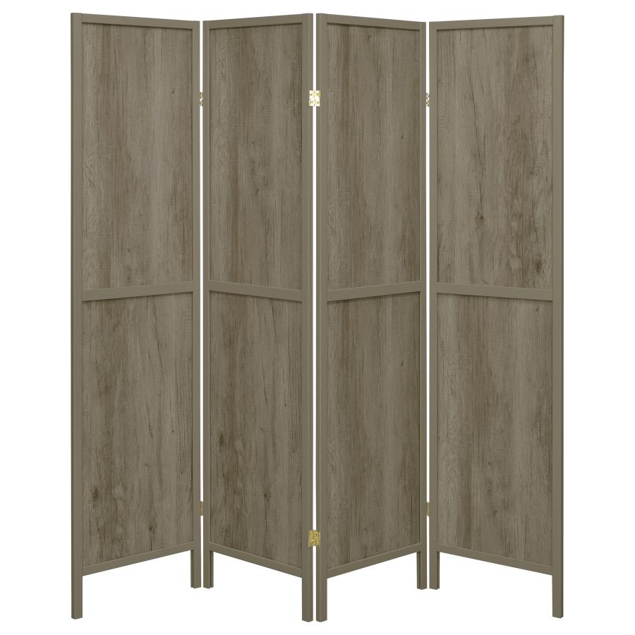 Deepika 4-Panel Room Divider Folding Screen Grey Driftwood - 961415