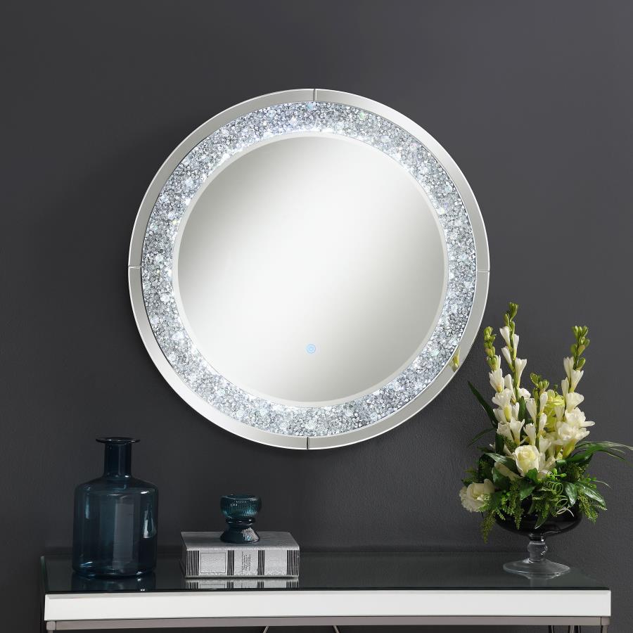 Lixue 32 x 32 Inch Round Wall Mirror LED Lighting Silver - 961428
