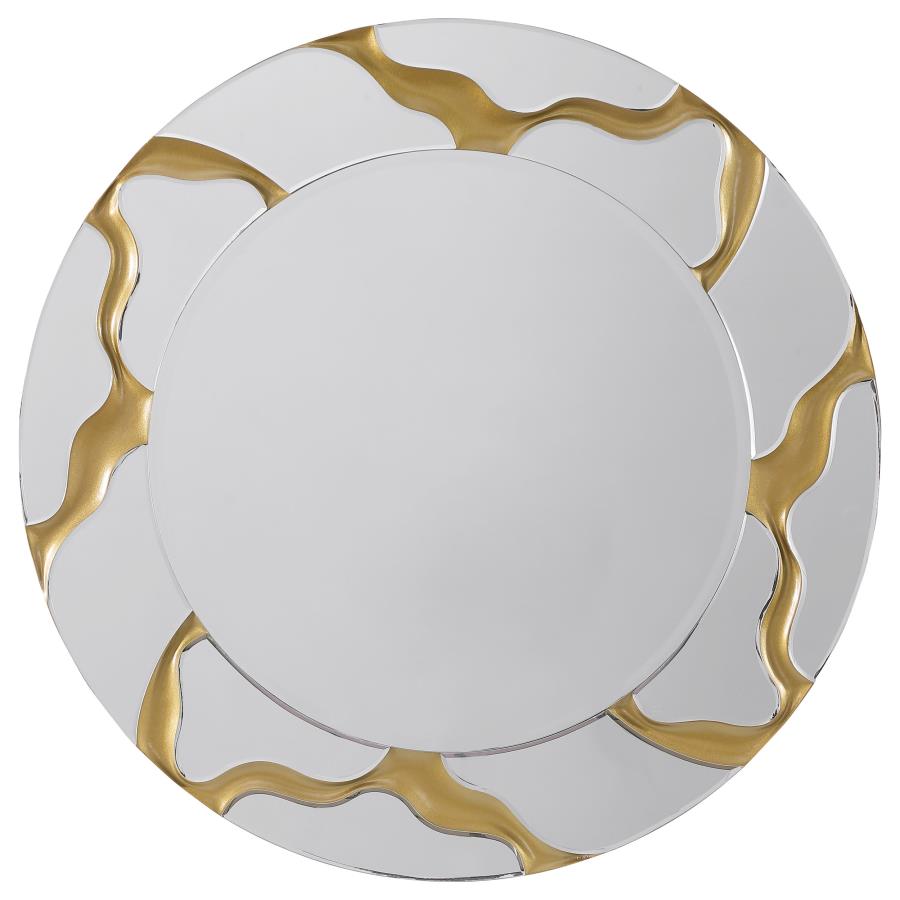 Dorinda 36 x 36 Inch Round Kintsugi Style Wall Mirror Gold - 961455