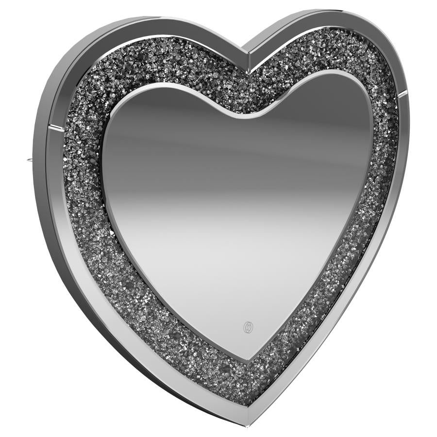 Aiko 36 x 30 Inch Heart Shaped LED Light Wall Mirror Silver - 961535
