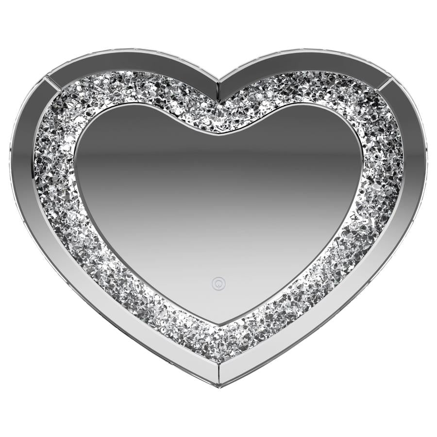 Aiko 36 x 30 Inch Heart Shaped LED Light Wall Mirror Silver - 961535