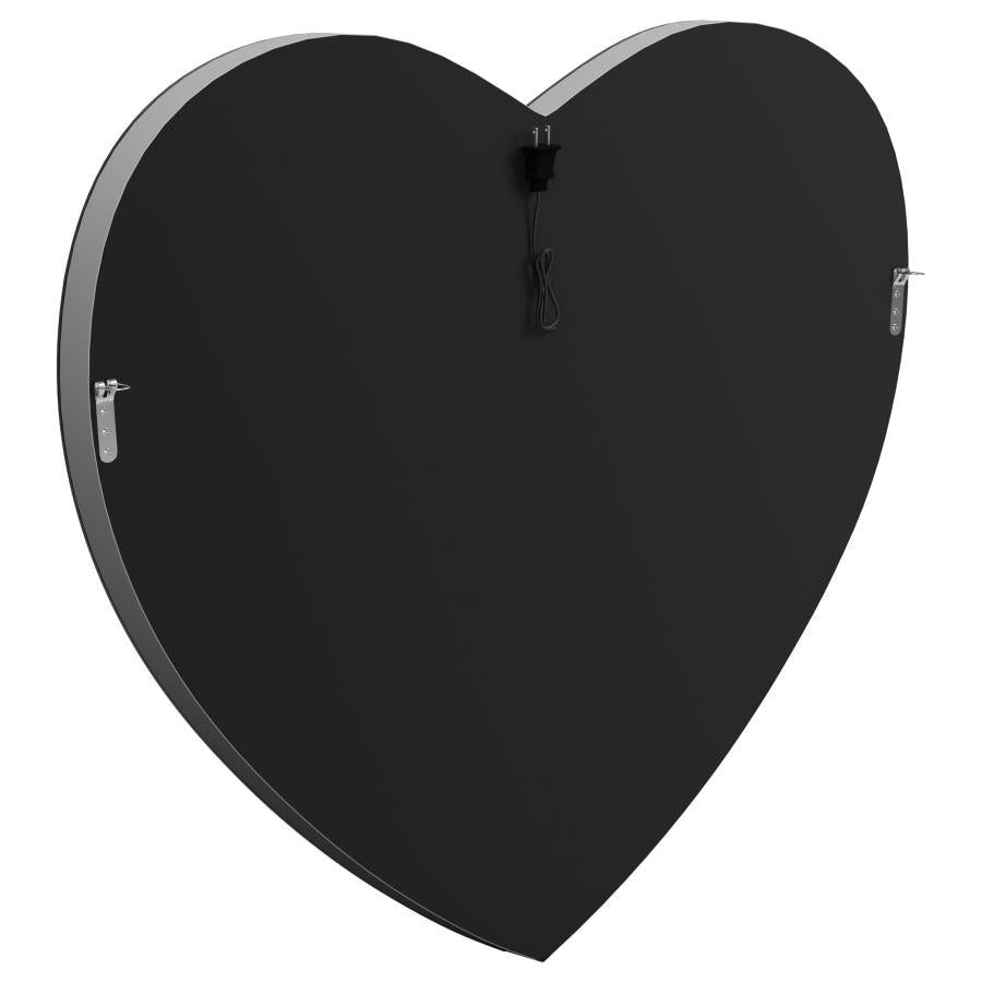 Aiko 36 x 30 Inch Heart Shaped LED Light Wall Mirror Silver - 961535