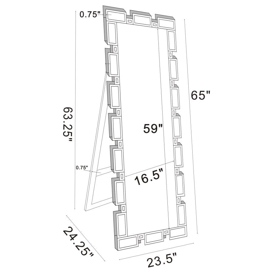 Tavin 24 x 65 Inch Geometric Frame Standing Mirror Silver - 961634