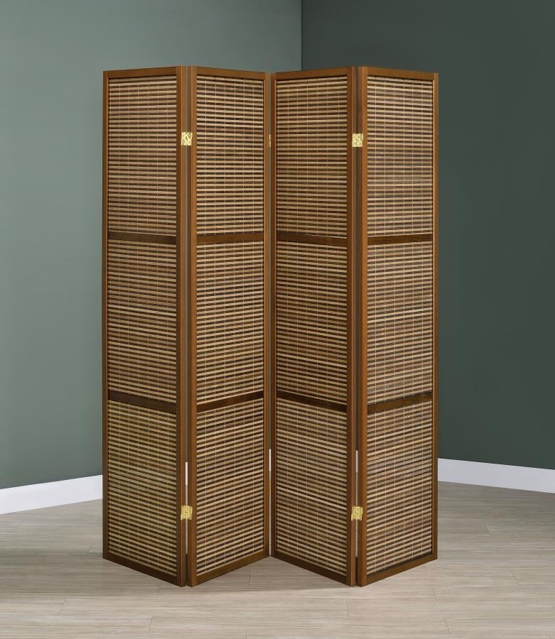 Browning 4-panel Bamboo Room Divider Folding Screen Walnut - 961638