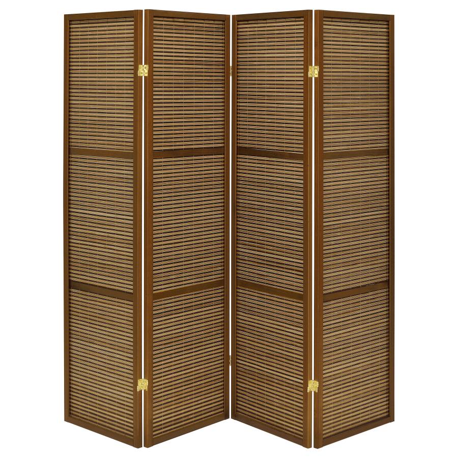 Browning 4-panel Bamboo Room Divider Folding Screen Walnut - 961638