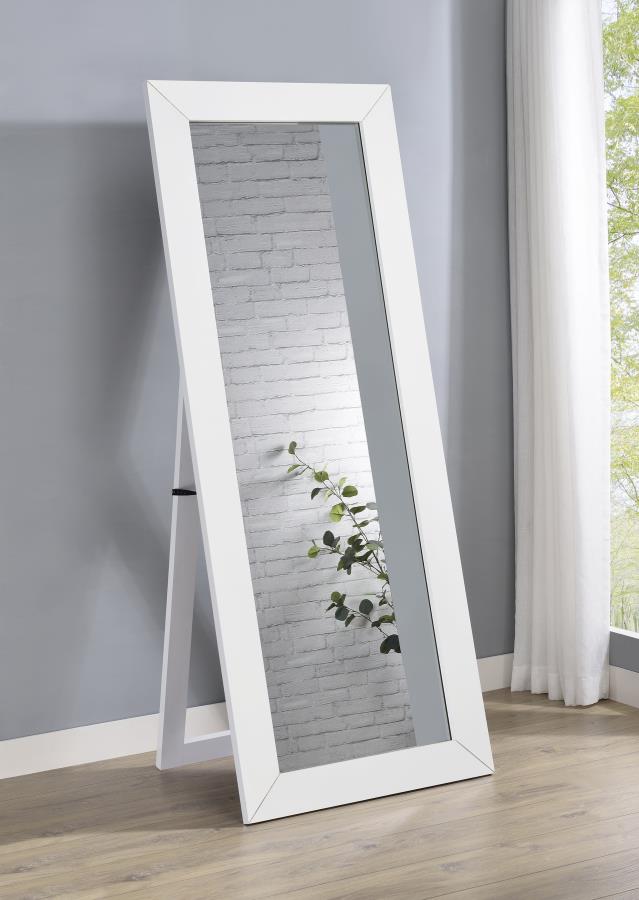 Cadence Tempered Glass Full Length Mirror White High Gloss - 961656