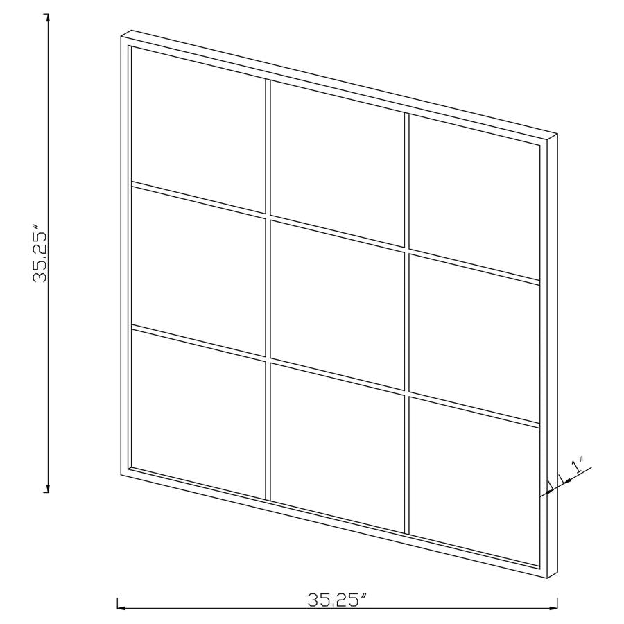 Quetzal 35 x 35 Inch Square Window Pane Wall Mirror Black - 962894