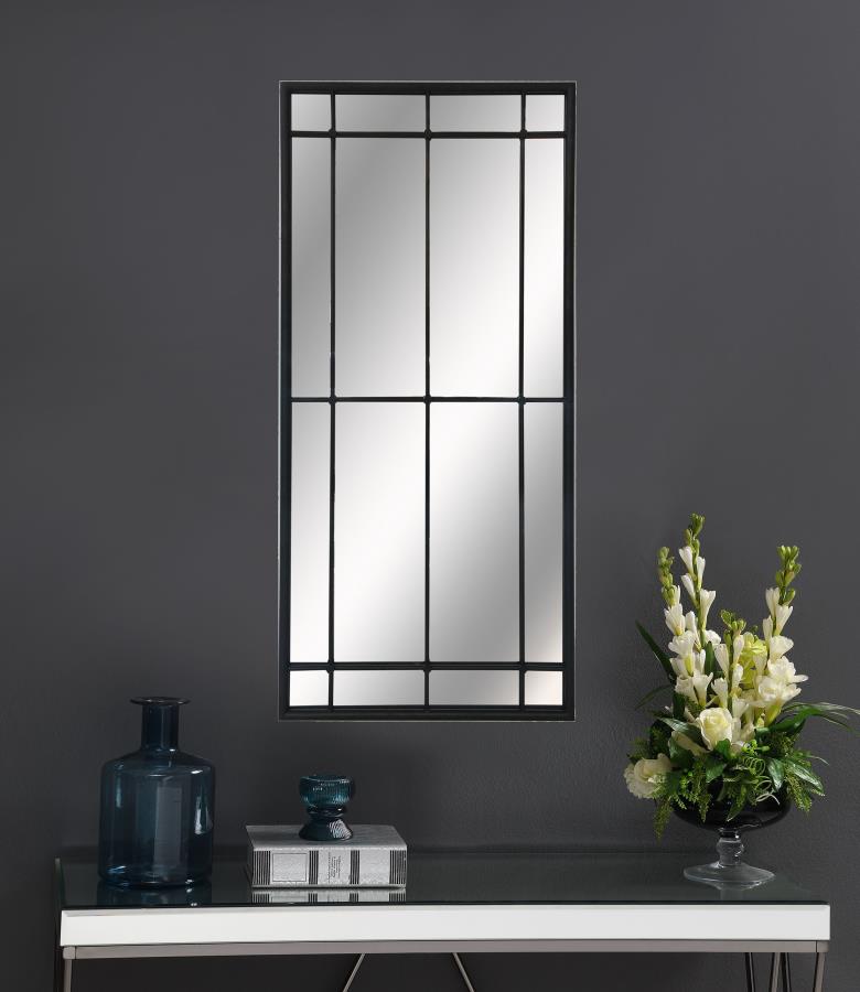 Annetta 24 x 52 Inch Window Pane Wall Mirror Black - 962913
