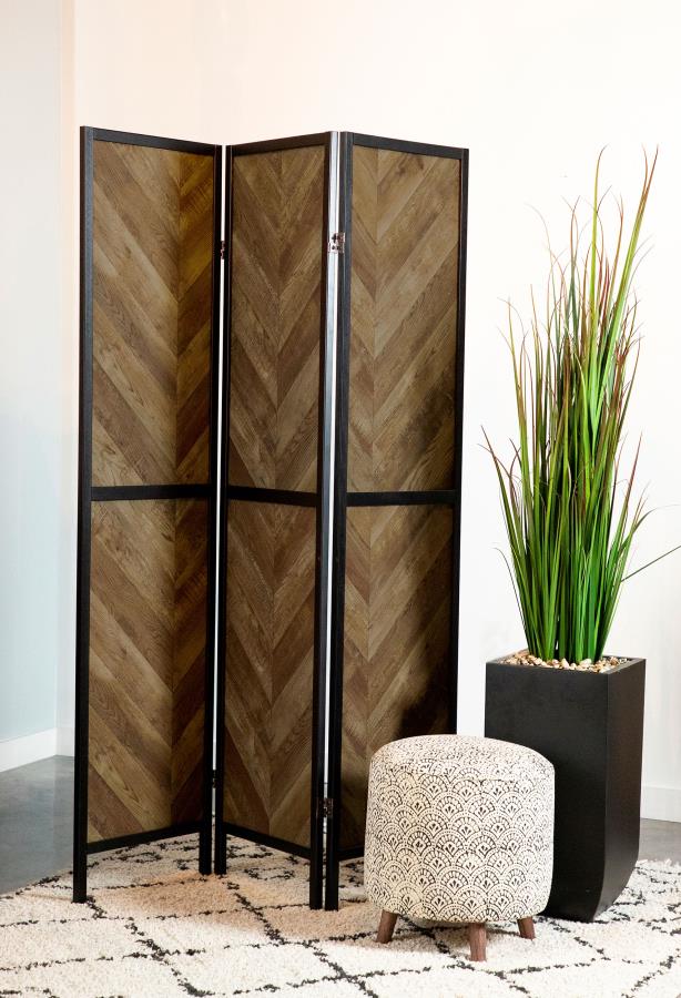 Marlene 3-Panel Room Divider Folding Screen Rustic Tobacco - 962922