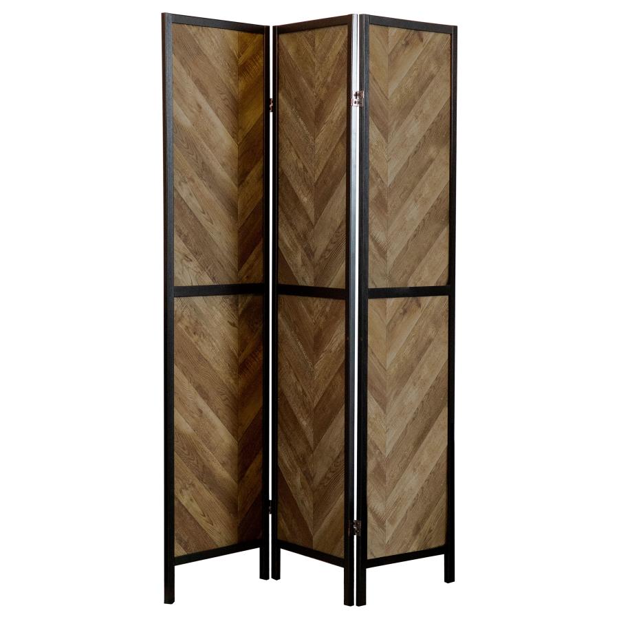 Marlene 3-Panel Room Divider Folding Screen Rustic Tobacco - 962922