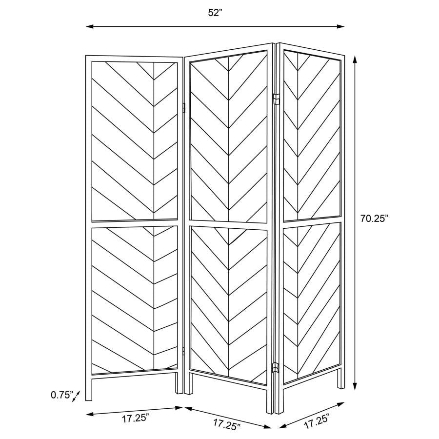 Marlene 3-Panel Room Divider Folding Screen Rustic Tobacco - 962922