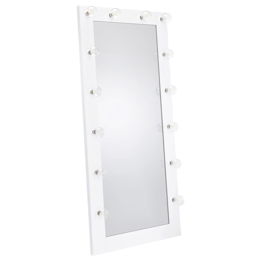 Zayan 32 x 71 Inch Floor Mirror LED Lighting White Gloss - 969558