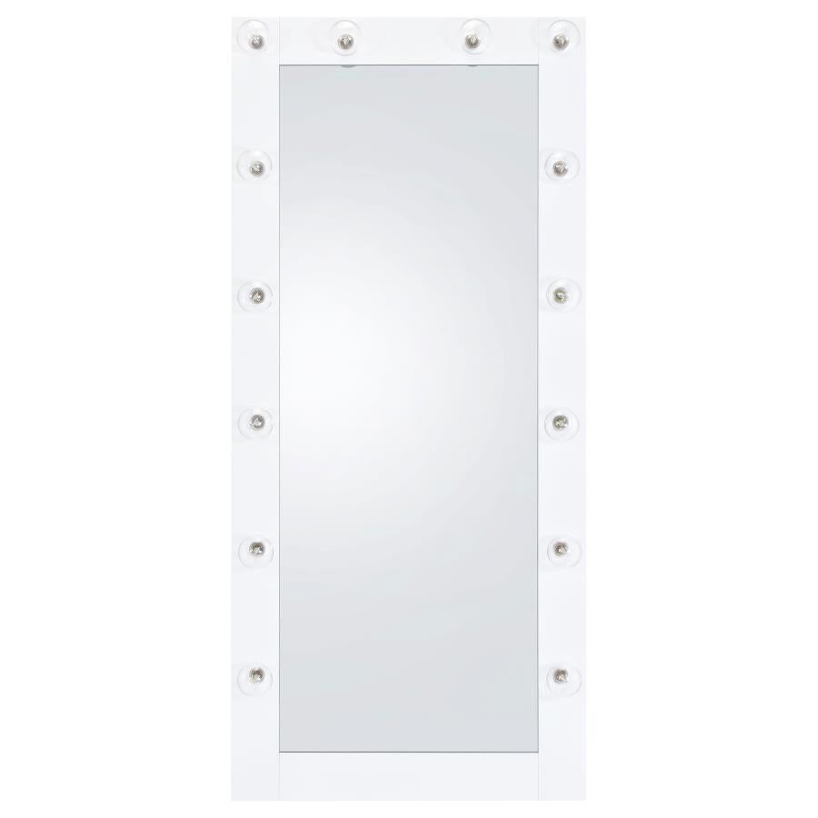 Zayan 32 x 71 Inch Floor Mirror LED Lighting White Gloss - 969558