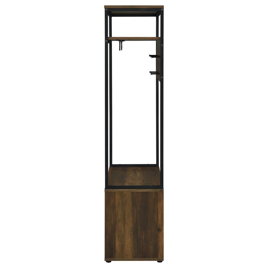 Quincy 2-door Coat Rack Hall Tree Storage Bench Dark Pine - 980006