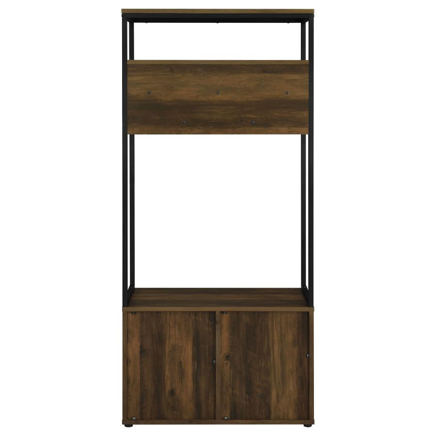 Quincy 2-door Coat Rack Hall Tree Storage Bench Dark Pine - 980006