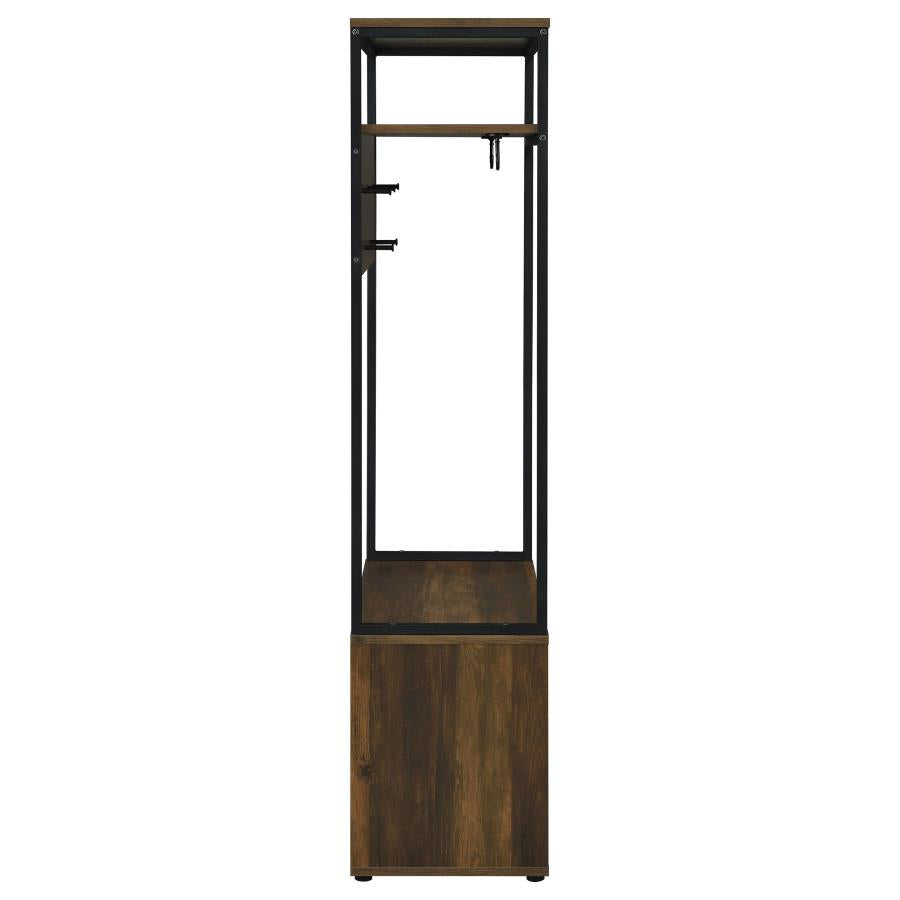 Quincy 2-door Coat Rack Hall Tree Storage Bench Dark Pine - 980006