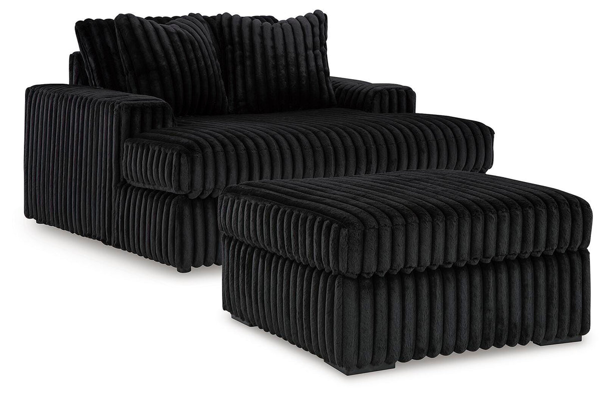 Midnight-Madness Oversized Chaise and Oversized Accent Ottoman - 98103U10