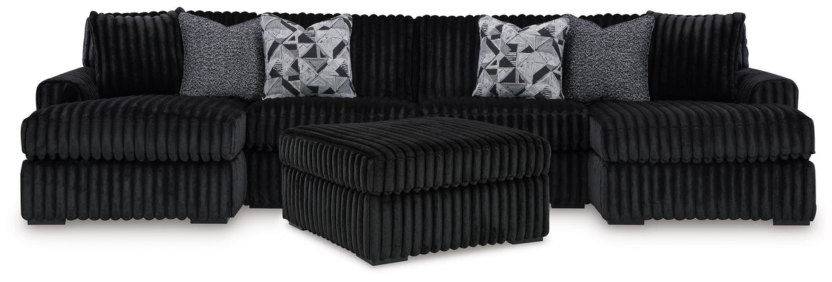 Midnight-Madness 3-Piece Sectional with Double Chaise and Ottoman - 98103U8
