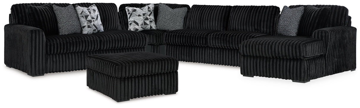 Midnight-Madness 4-Piece Sectional and Oversized Accent Ottoman - 98103U3