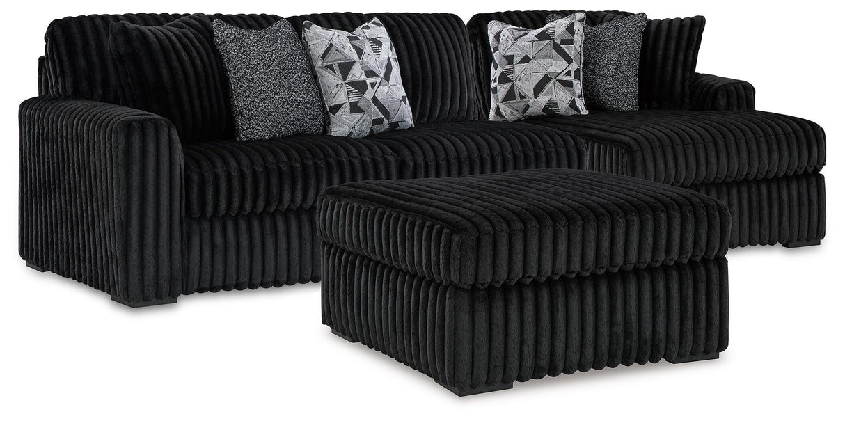 Midnight-Madness 2-Piece Sectional and Oversized Accent Ottoman - 98103U4