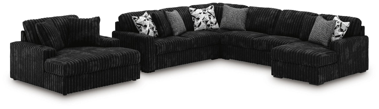 Midnight-Madness 4-Piece Sectional and Oversized Chaise - 98103U2