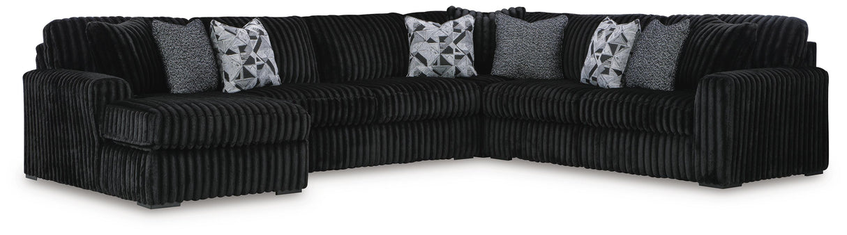 Midnight-Madness 4-Piece Sectional with Chaise - 98103S4