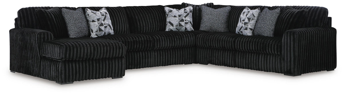 Midnight-Madness 4-Piece Sectional with Chaise - 98103S4