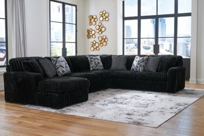 Midnight-Madness 4-Piece Sectional with Chaise - 98103S4