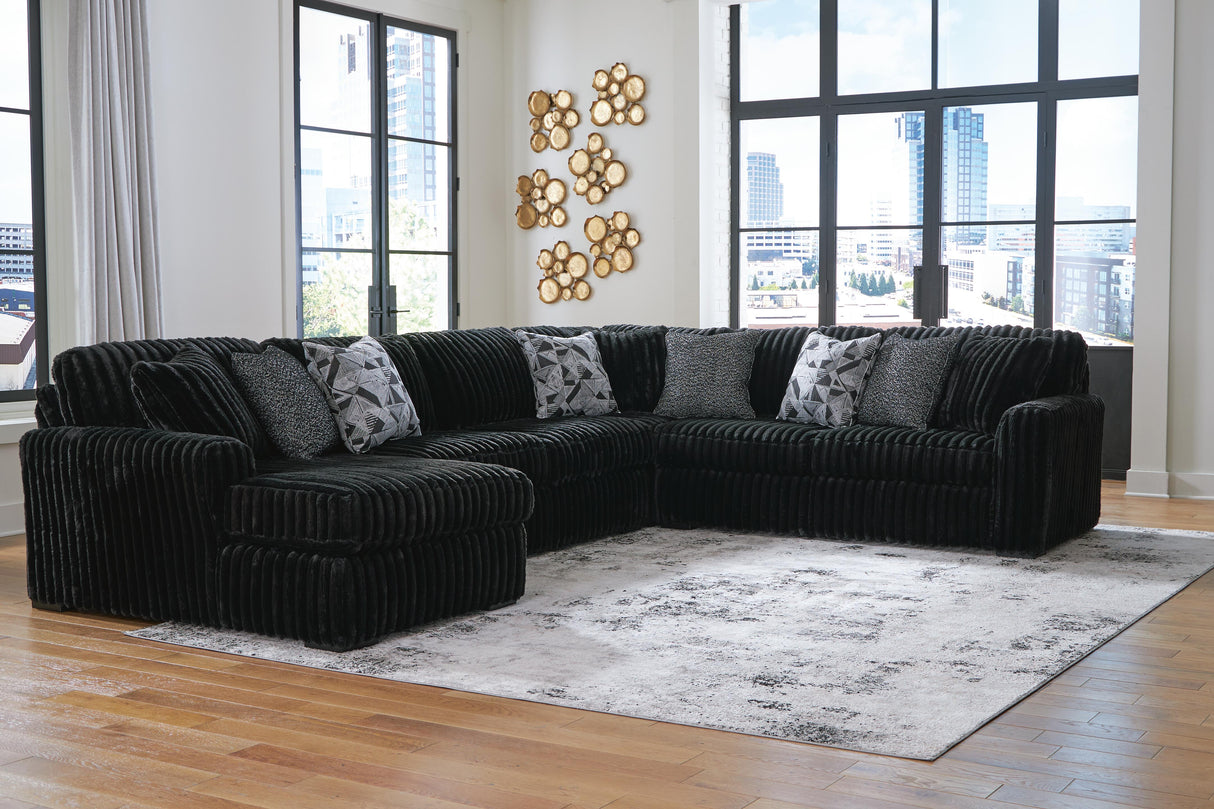 Midnight-Madness 4-Piece Sectional with Chaise - 98103S4