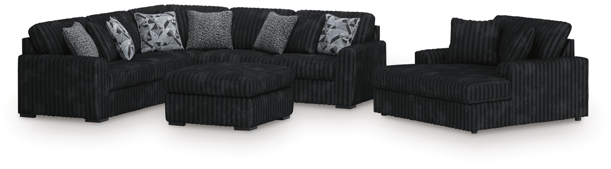 Midnight-Madness 3-Piece Sectional, Chaise and Oversized Accent Ottoman - 98103U1