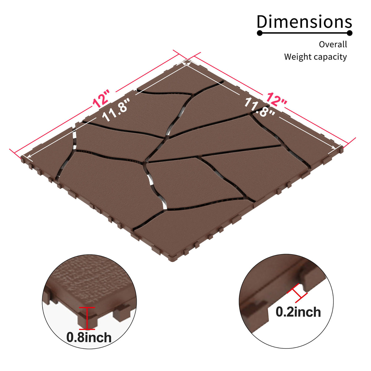 Stone Style Patio Deck Tiles Diy Interlocking Floor Tiles