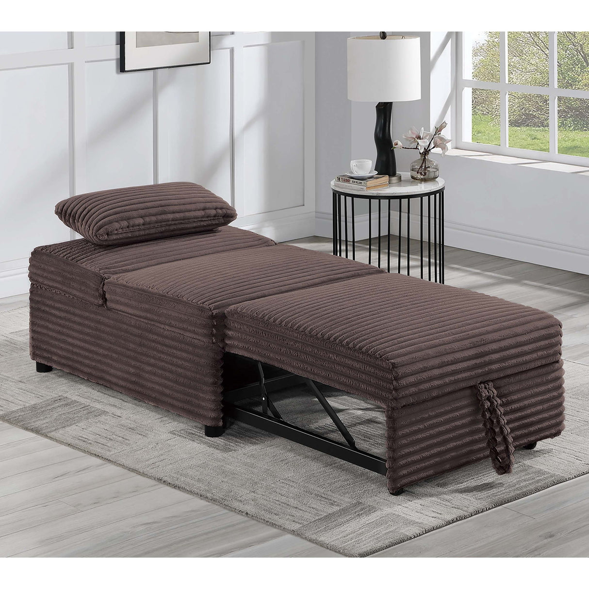 Sleeper Sofa Chair With Plush Cushion And Pull Out Bed Convertible Couch With Matching Pillow - Chocolate