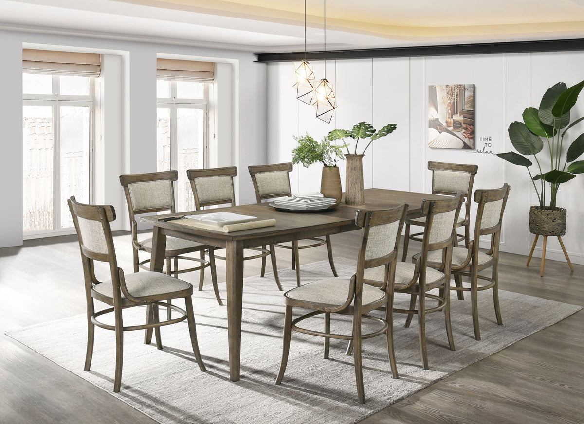 Bistro - Dining Table With Off Fabric Dining Chairs