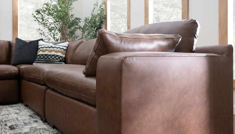 City Limits II 5-Piece Brown Leather Sectional - ARCDSCLx2+RACDSCL+LACDSCL+WEDSCL