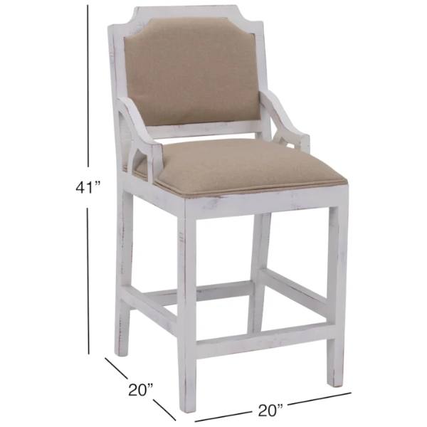 VD WESTGATE WHITE STOOL W/BACK 24 - WGBBW