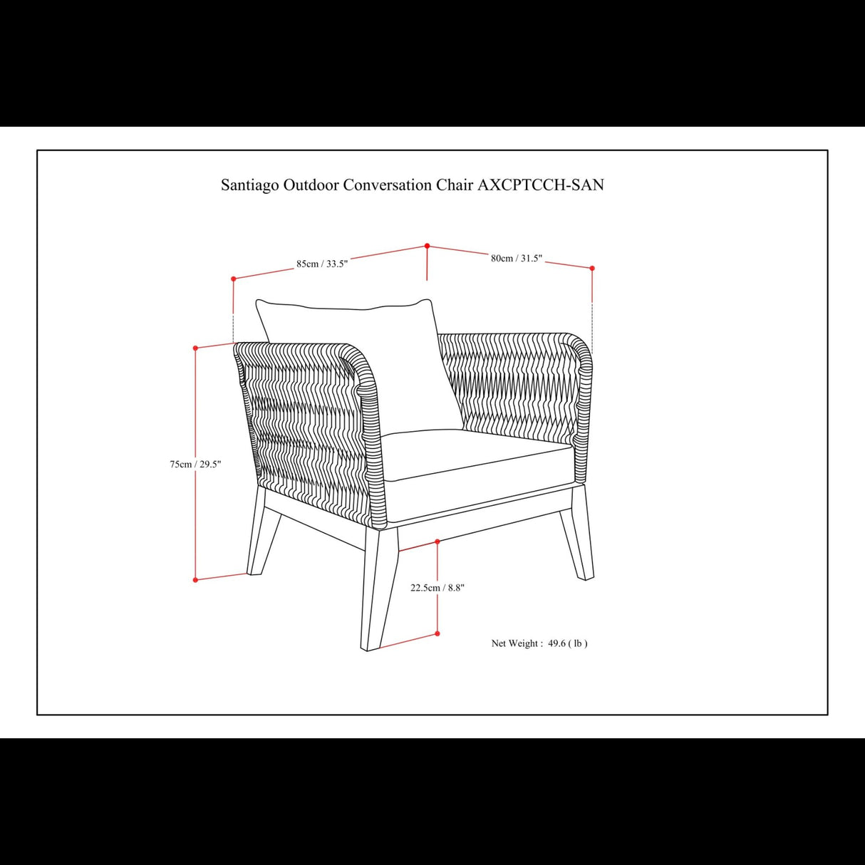 Santiago - Outdoor Conversation Chair - Slate Gray