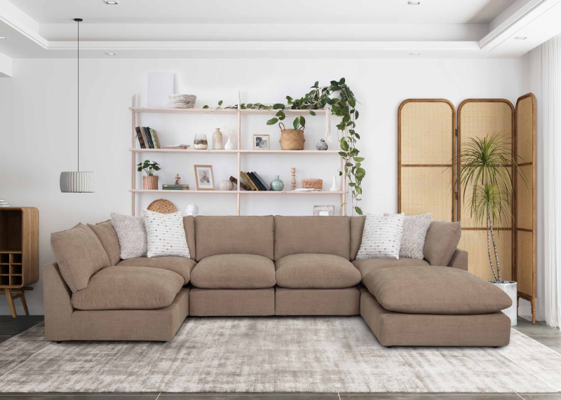 6-Piece Sectional Sofa with Ottoman - 82501 3455-19x2+82503 3455-19x3+82518 3455-19